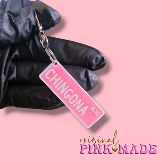 Chingona Street Sign Keychain