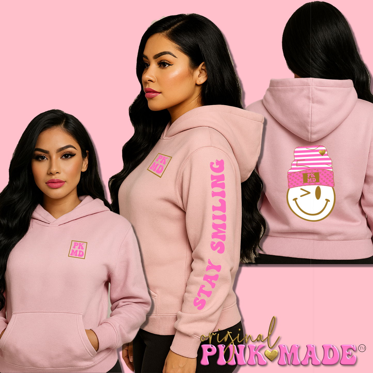 Pink PKMD Signature Smiley Hoodie