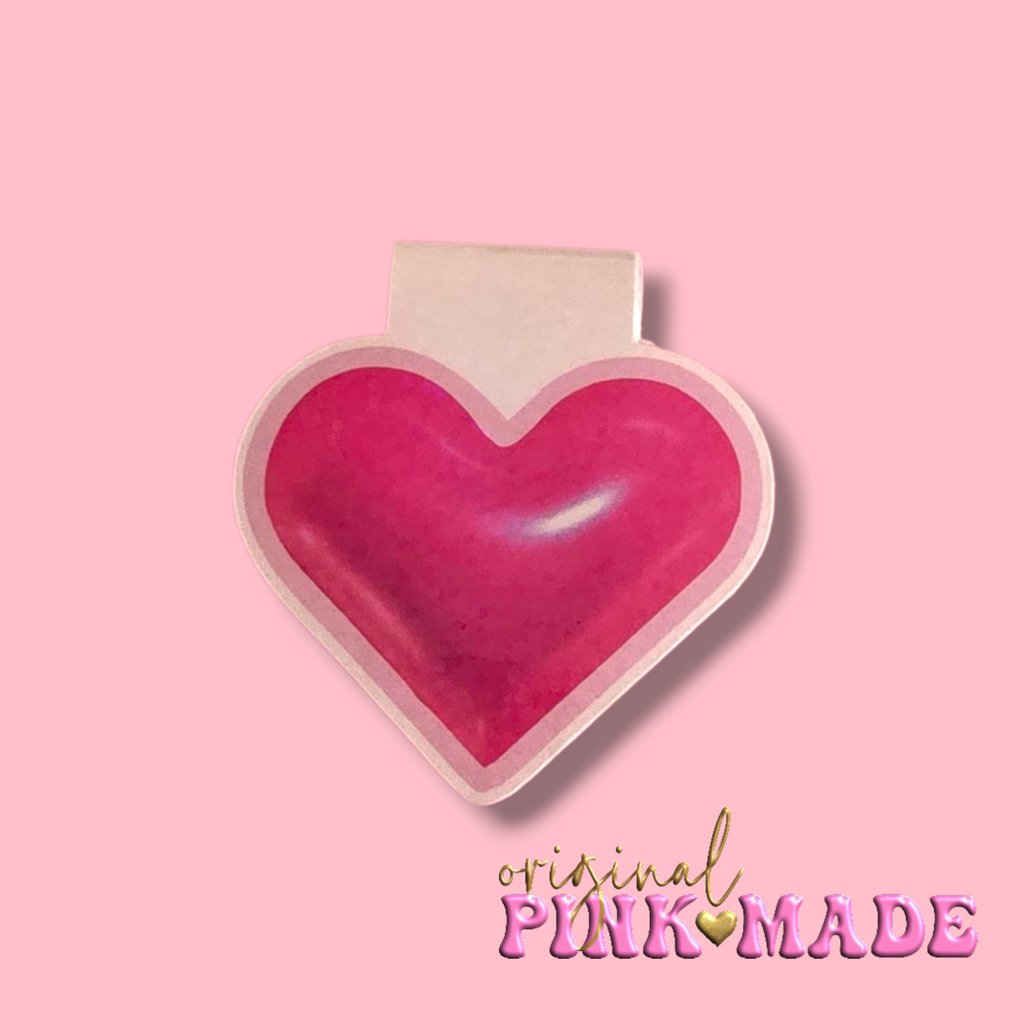 Pink Heart Magnetic Bookmark