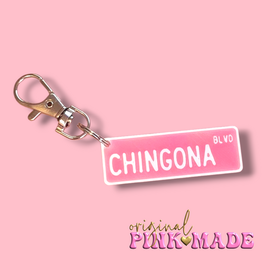 Chingona Street Sign Keychain