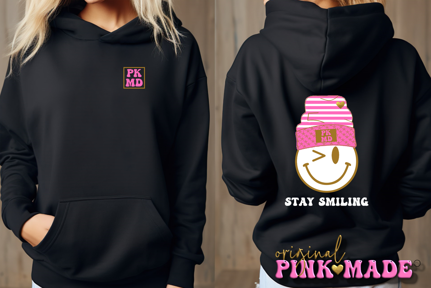 Black PKMD Signature Smiley Hoodie